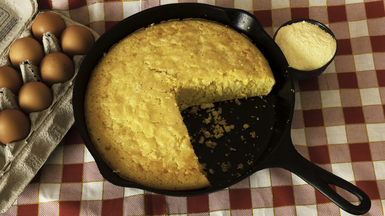 cornbread in a skillet 