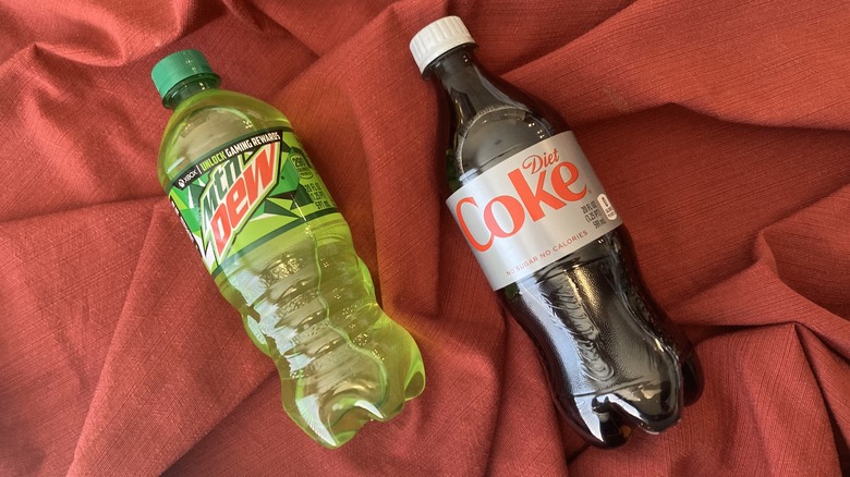 bottles of Mtn Dew and Coke