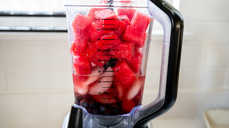 watermelon vodka blueberries in blender