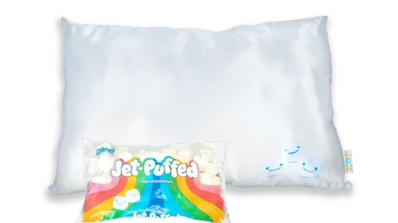 Jet-Puffed pillow and bag of marshmallows