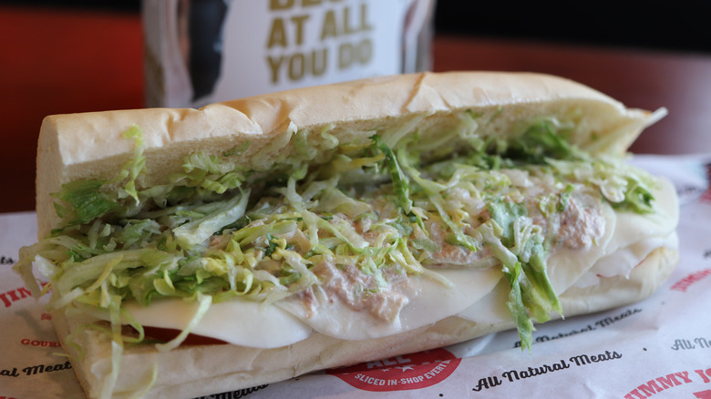 Sub with lettuce and provolone