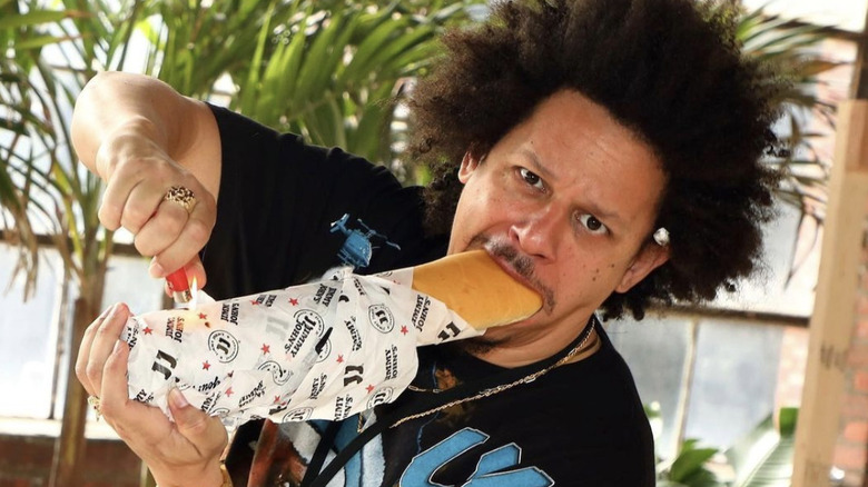 Eric Andre with Jimmy John's sandwich