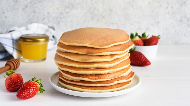 stack of pancakes on plate