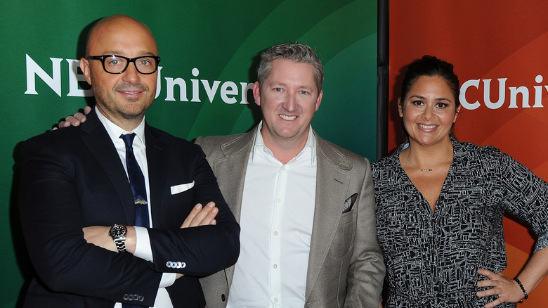 Joe Bastianich doing press for NBCUniversal with "MasterChef "co-stars