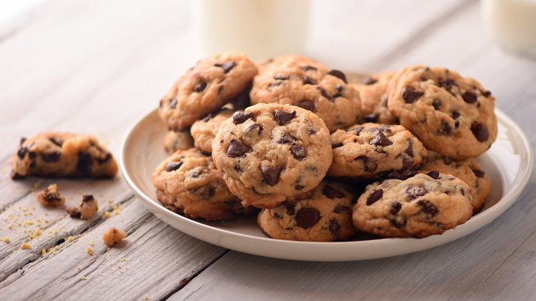 Plate of chocolate chip cookies