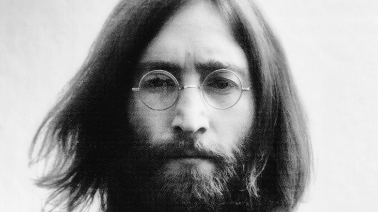 John Lennon in black and white close-up