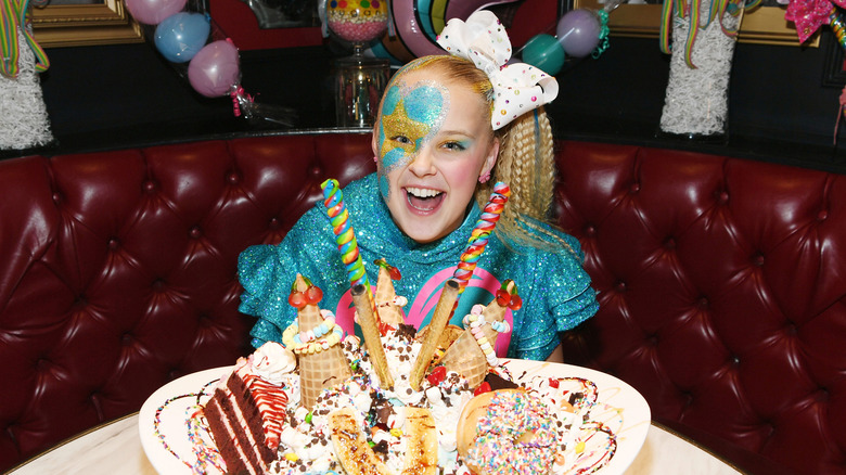 JoJo Siwa with cake and ice cream