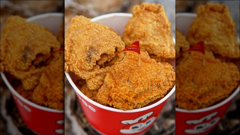 Bucket of Jollibee Chickenjoy Fried Chicken