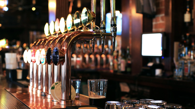 Bar with beer taps