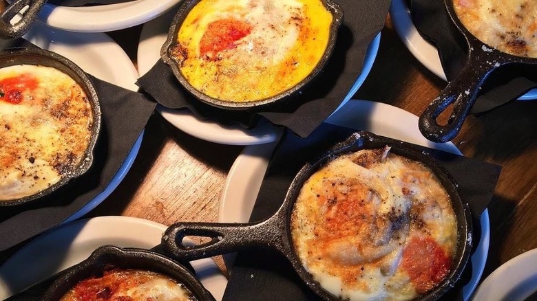 egg dishes in cast iron skillets