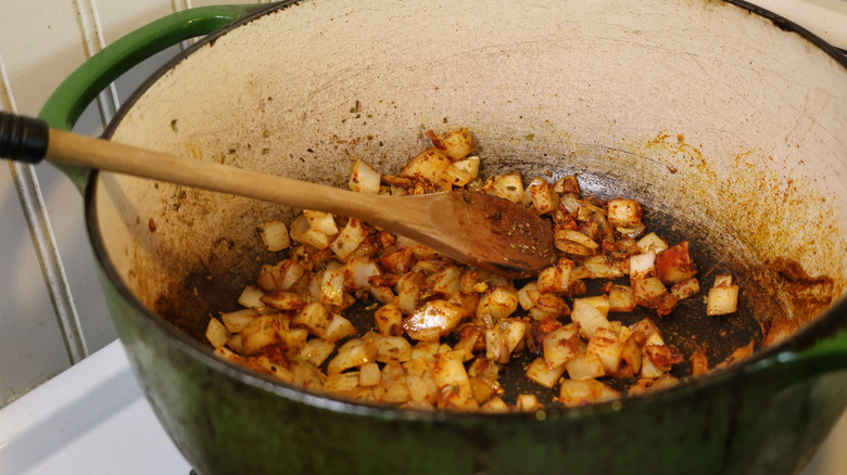 pot of diced onion and spices