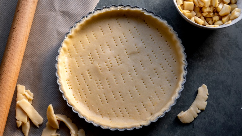 pricked tart crust in pan