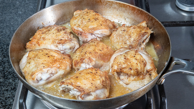 searing chicken