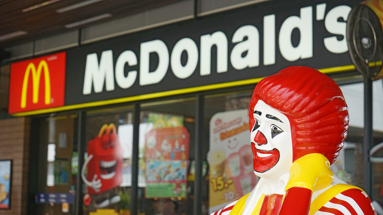 Ronald McDonald statue outside a McDonald's restaurant