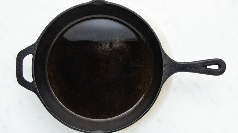 Oil heating in skillet