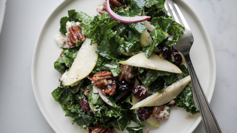 maple pecan pear kale salad