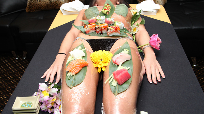 a woman practicing nyotaimori