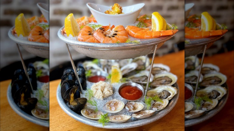 A raw bar seafood tower from Amen Street restaurant