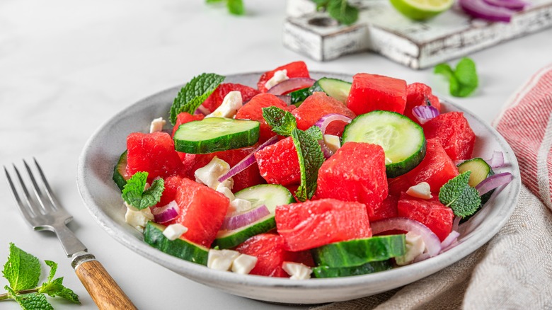 watermelon salad with cucumbers