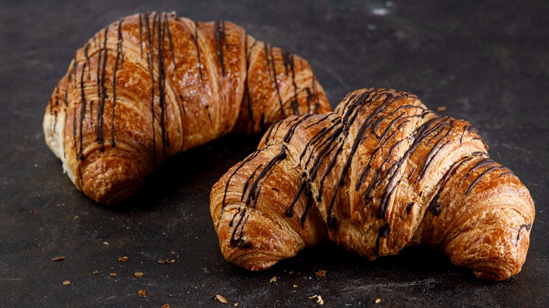 croissants with chocolate drizzle