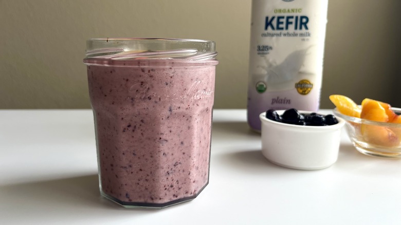 fruit smoothie with kefir bottle