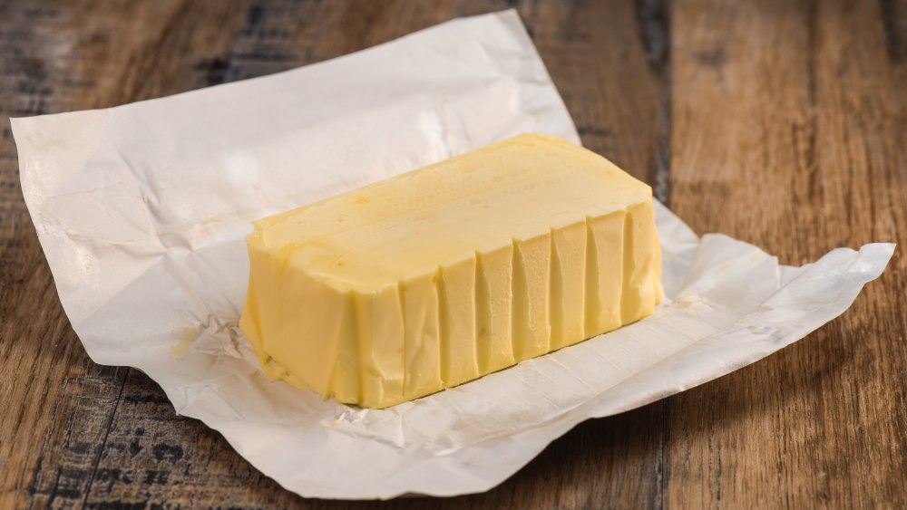 Unwrapped block of Irish butter