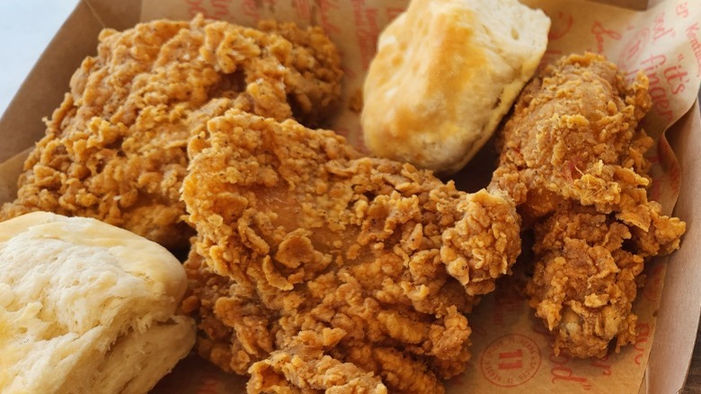 KFC fried chicken and biscuits