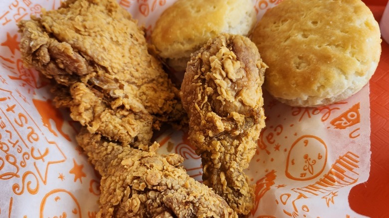 Popeyes fried chicken and biscuits