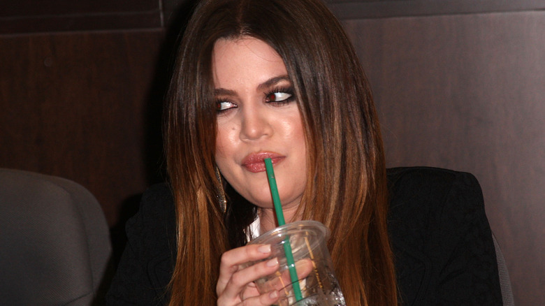 Khloe Kardashian uses plastic cup