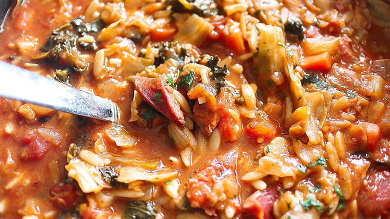 spoon in kielbasa stew