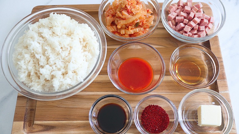 ingredients for kimchi fried rice