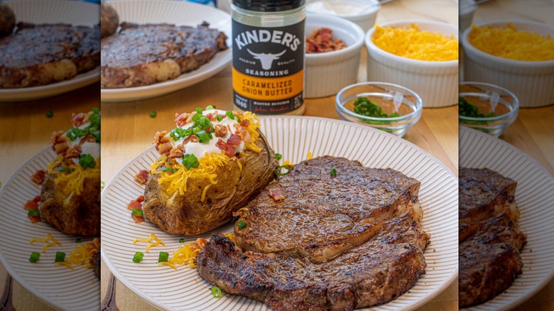 Steak with Kinder's Caramelized Onion Butter rub