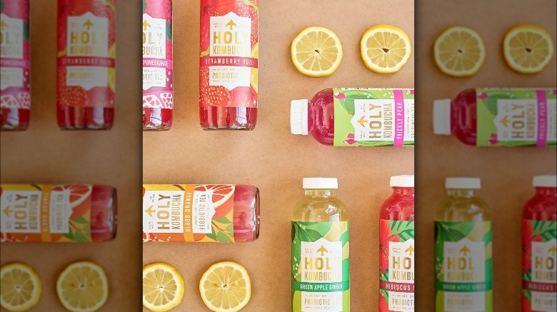 Holy Kombucha drink bottles