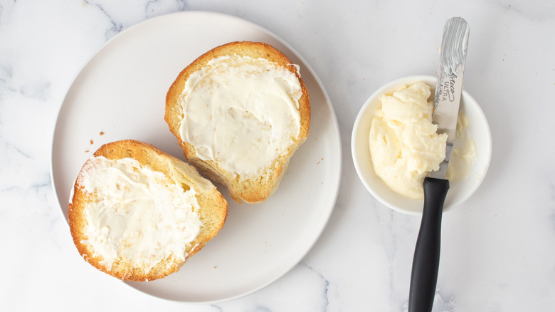 toasted bread rolls with mayo