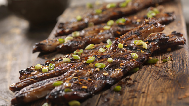 Korean barbecue ribs with garnish