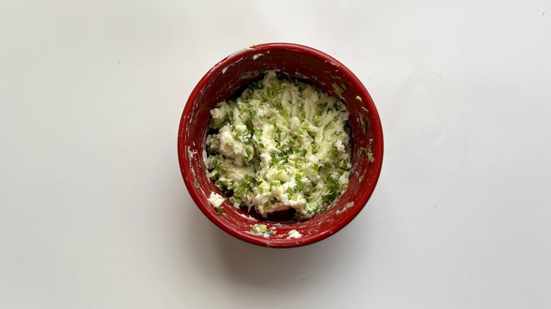 Scallion butter in bowl