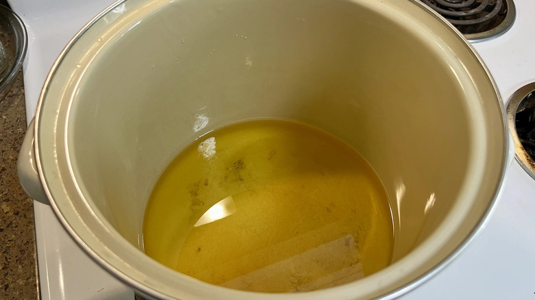 Oil in large pot