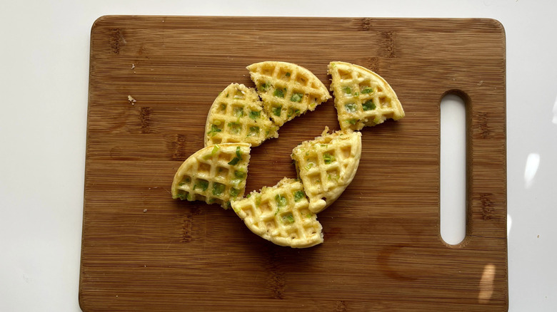 Waffles cut into quarters