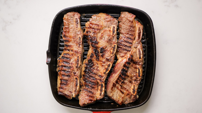 marinated ribs on grill