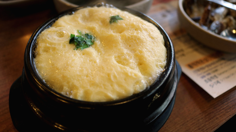 Korean steamed eggs in bowl