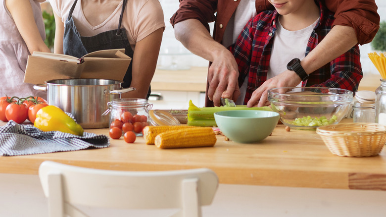 A family cooking together