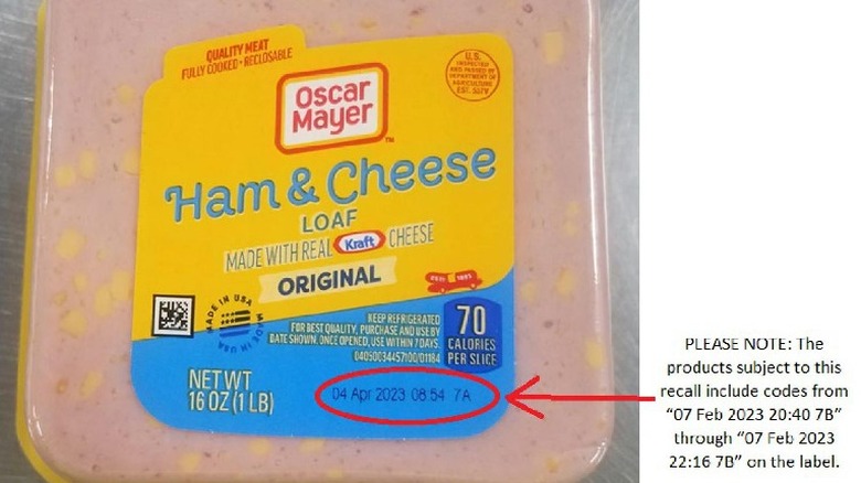 Oscar Mayer ham and cheese loaf recall