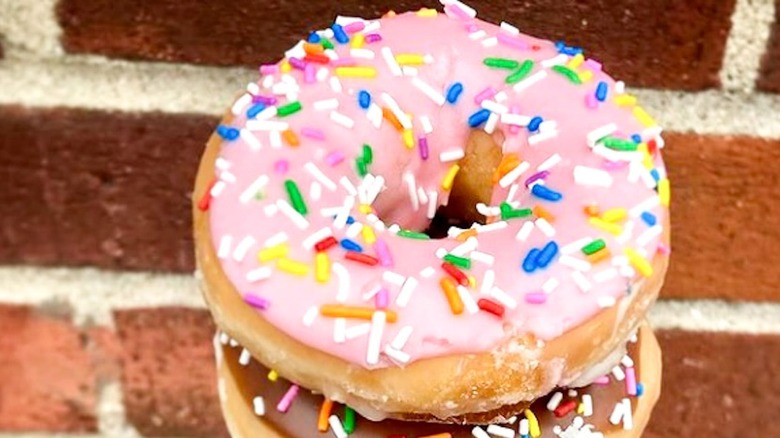 Strawberry Iced With Sprinkles krispy kreme doughnuts