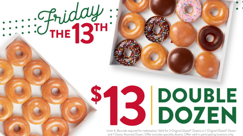 Krispy Kreme $13 Double Dozen Friday the 13th promotion 