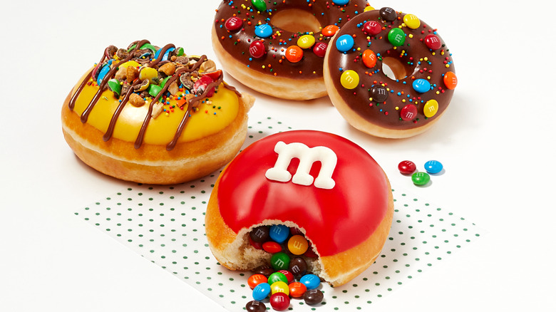 M&Ms on Krispy Kreme donuts