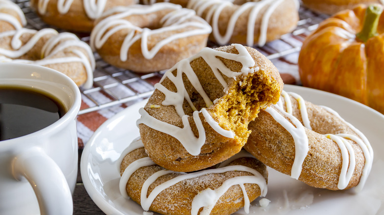 pumpkin donuts with black coffee