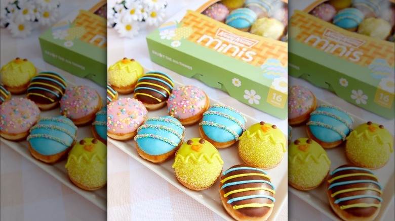 Krispy Kreme's Spring minis on a plate