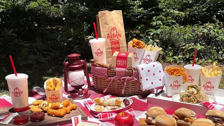 Arby's meal spread at picnic