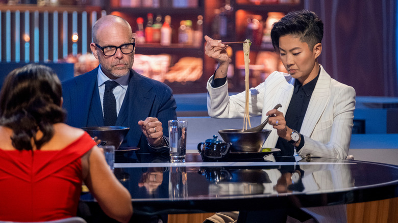 Iron Chef hosts at tasting table