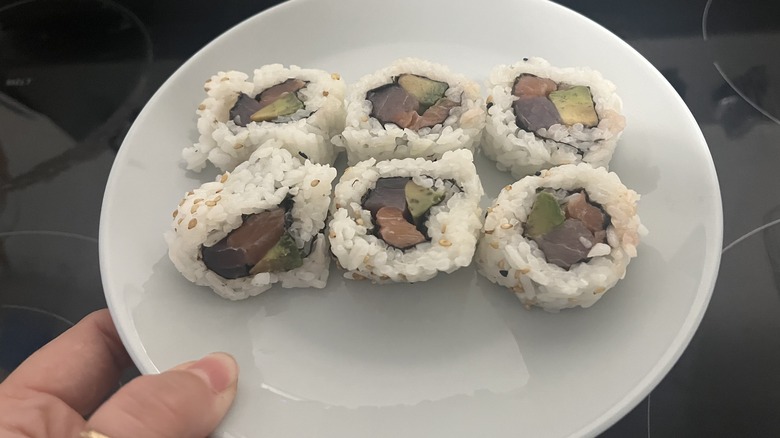 Publix sushi roll plated